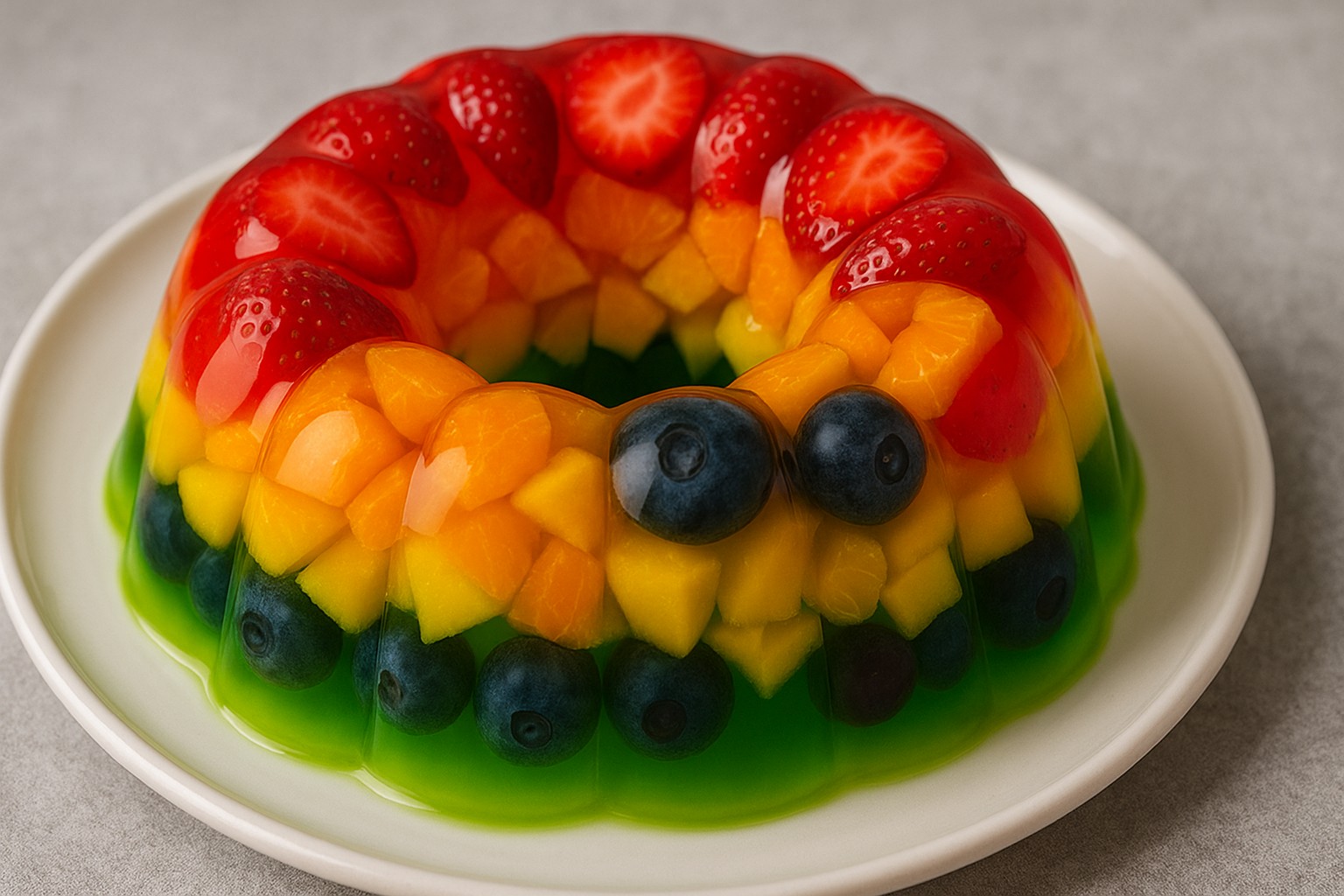 ژله چندرنگ با میوه