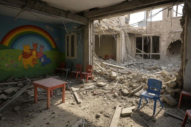 مهدکودک رنگین‌کمان چند دقیقه پس از تخلیه ویران شد!