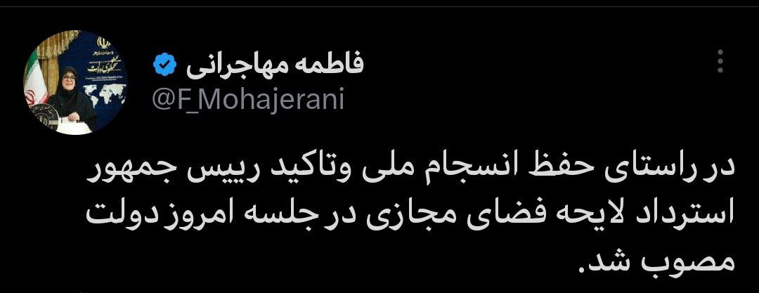 دولت لایحه فضای مجازی را پس گرفت فاطمه مهاجرانی